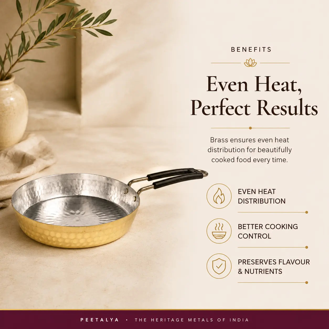 Peetalya Brass Frying Pan