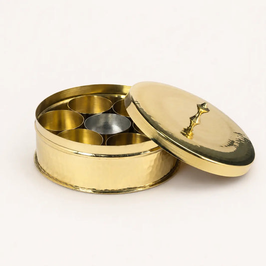 Peetalya Brass Masala Dani (Spice Box)