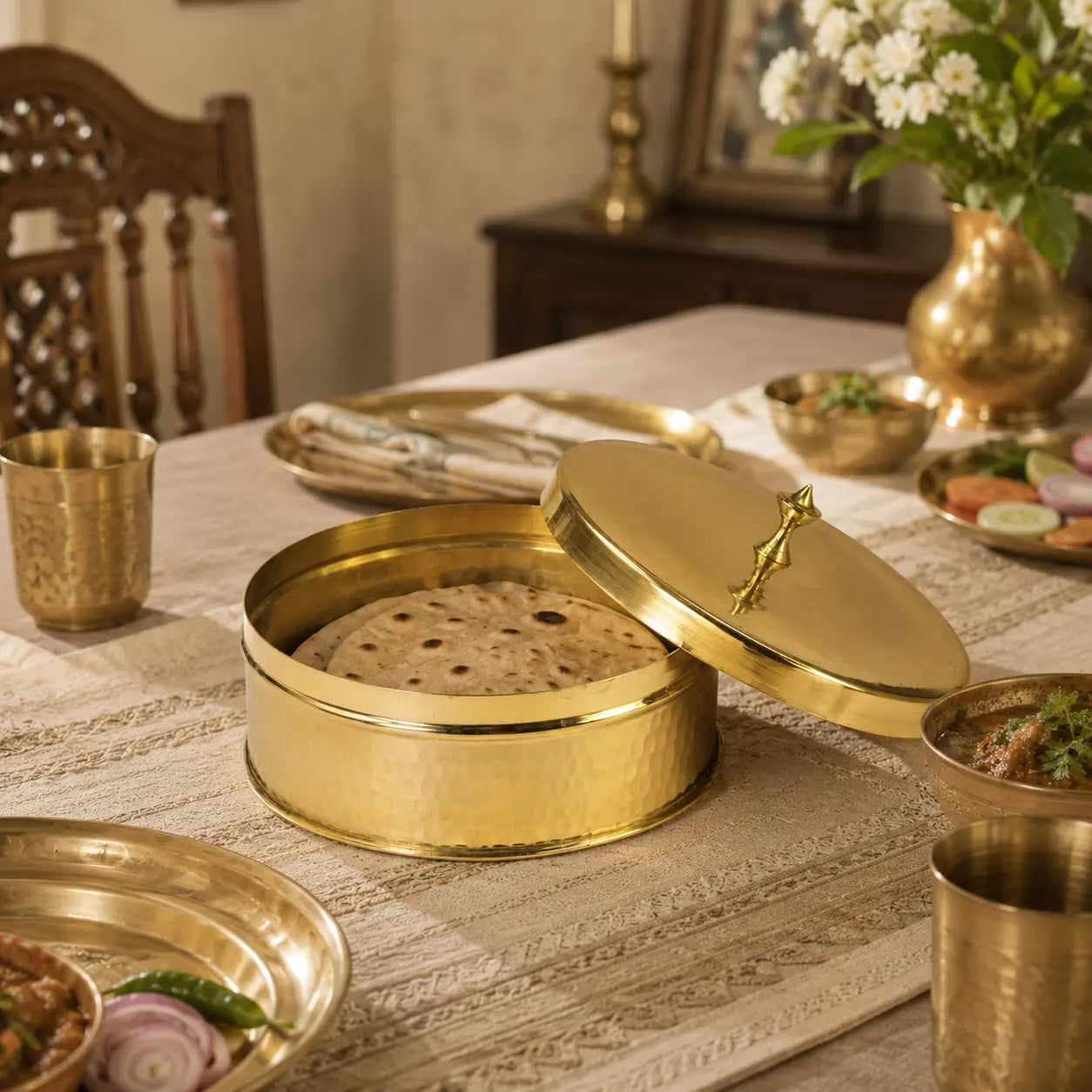 Peetalya Brass Roti Box / Mithai Box