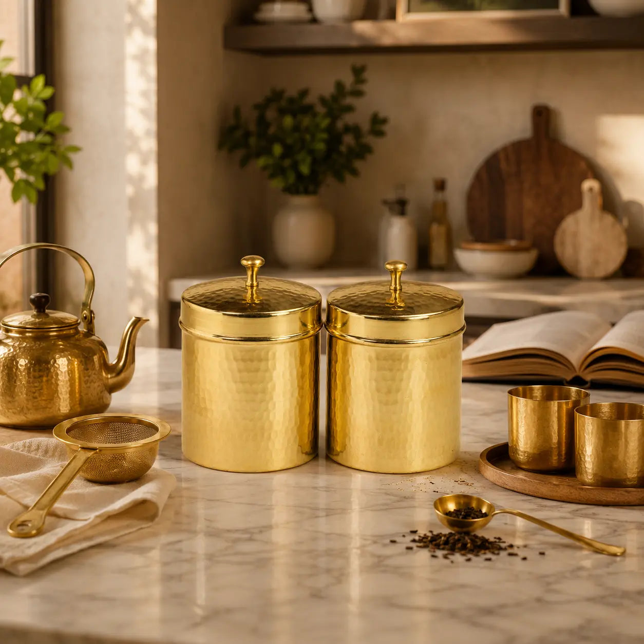 Peetalya Brass Tea & Sugar Box (Dabba)