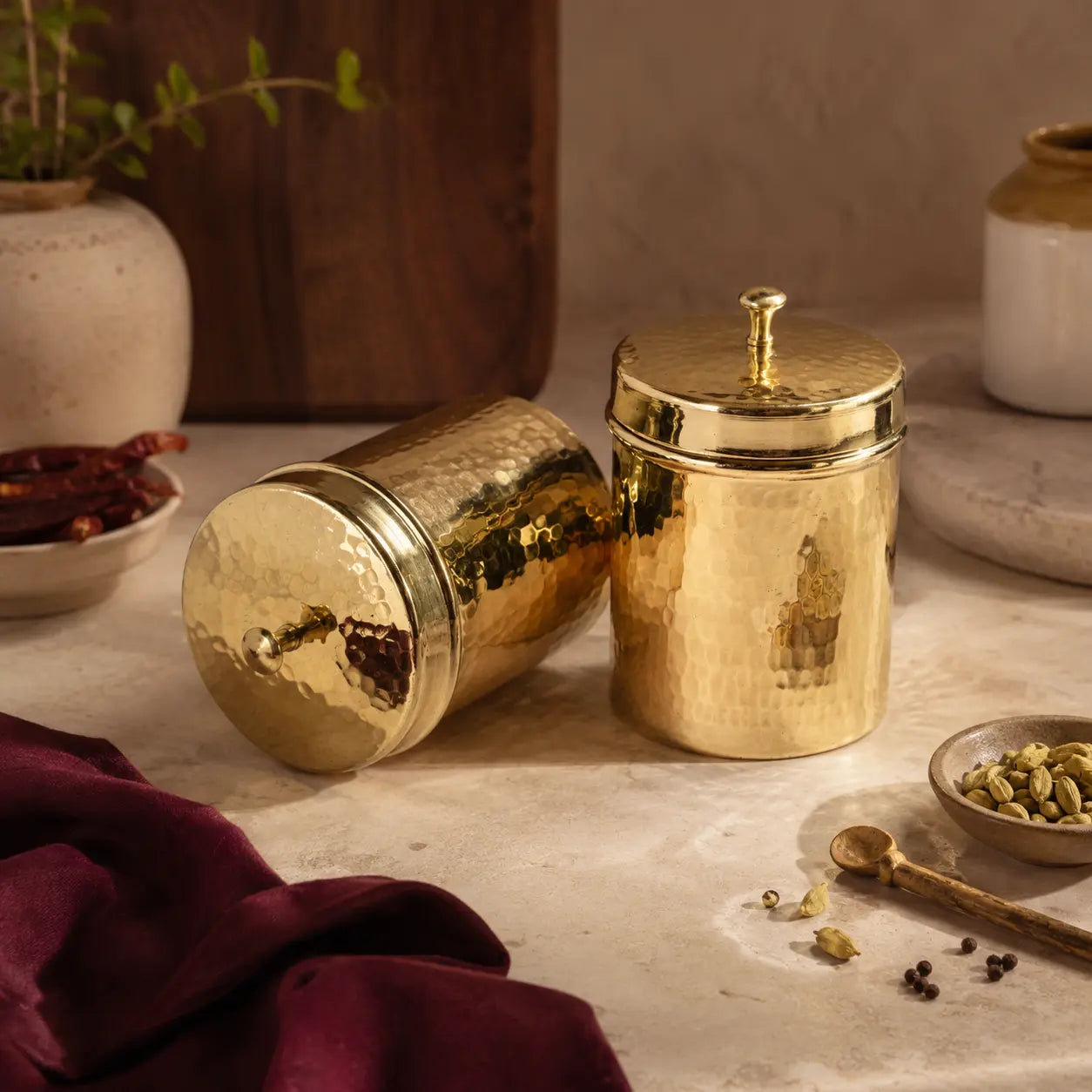 Peetalya Brass Tea & Sugar Box (Dabba)