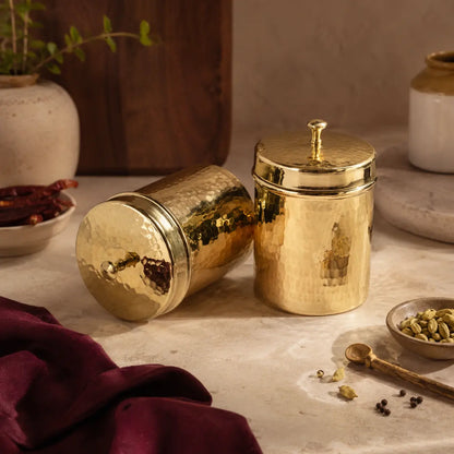 Peetalya Brass Tea & Sugar Box (Dabba)
