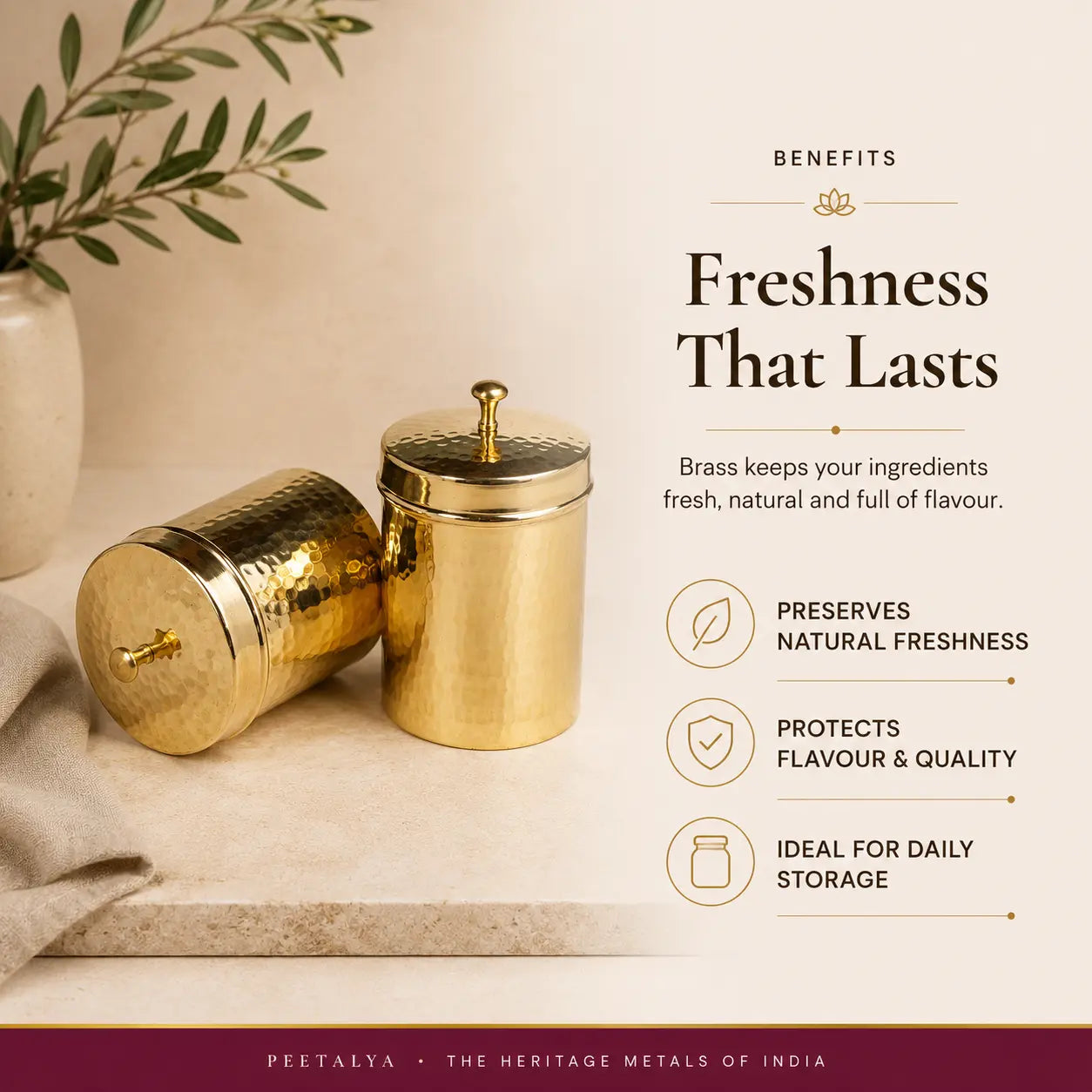Peetalya Brass Tea & Sugar Box (Dabba)