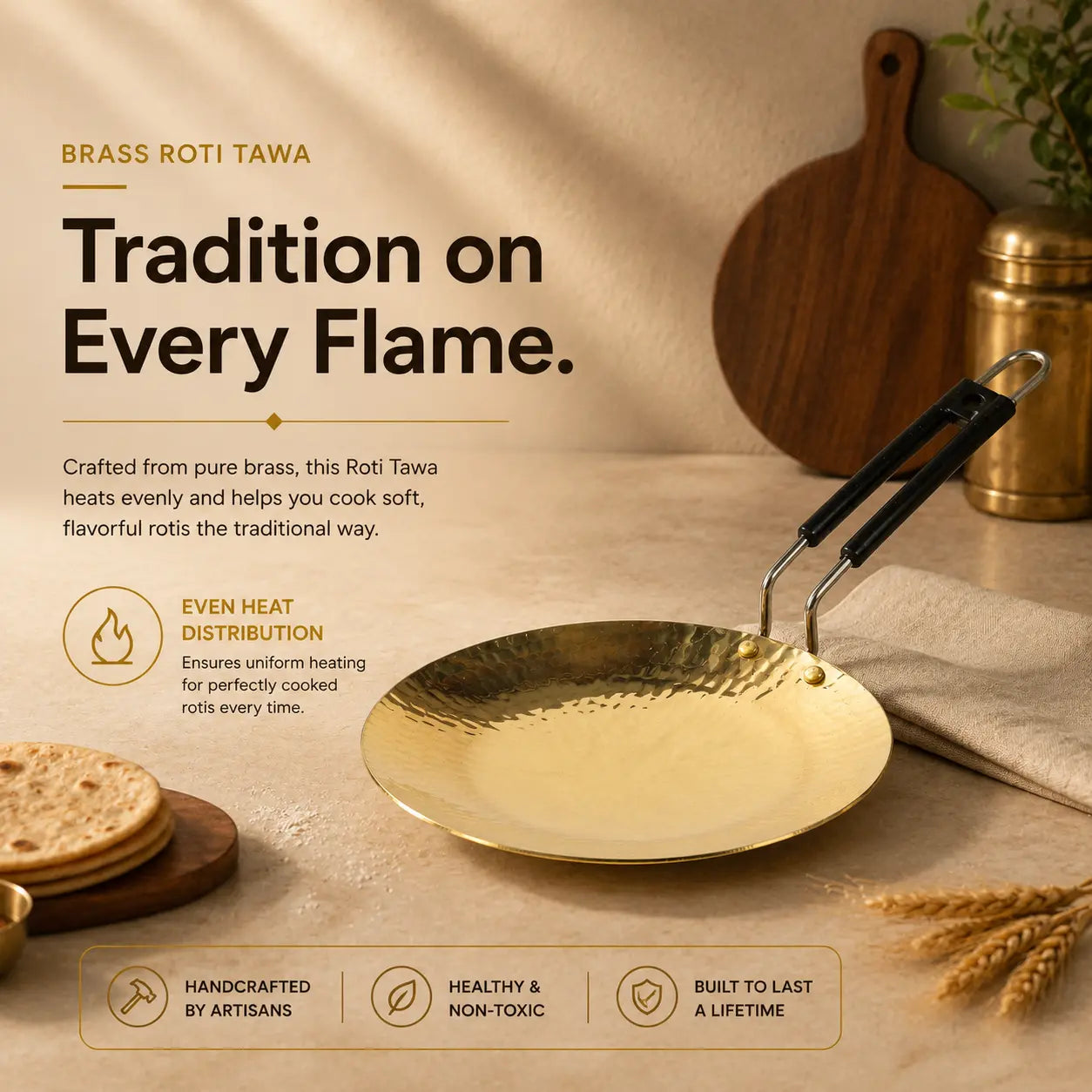 Peetalya Brass Roti Tawa