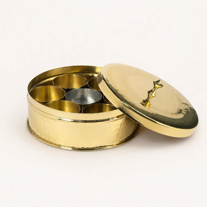 Peetalya Brass Masala Dani (Spice Box)