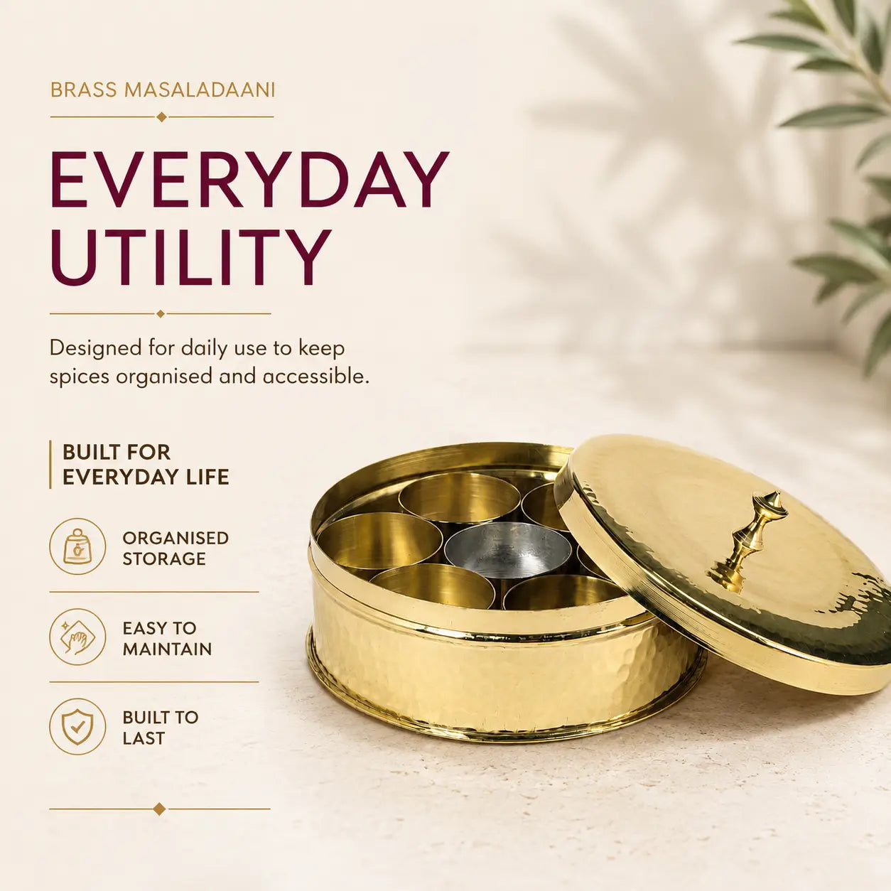 Peetalya Brass Masala Dani (Spice Box)