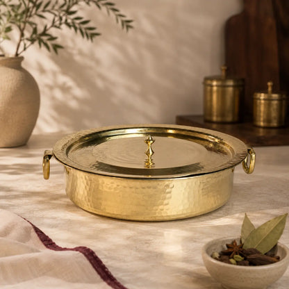 Peetalya Brass Flat Lagan (Shallow Vessel)