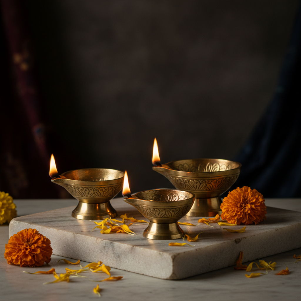 Brass Diya Set